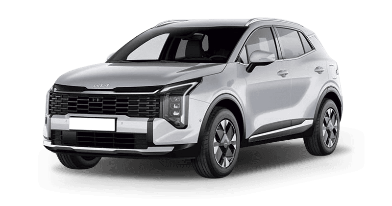 Renting Particulares Kia Sportage-1.6 T-GDi HEV Drive 4×2 Deluxe White, Lunar Silver, Dark Penta Metal